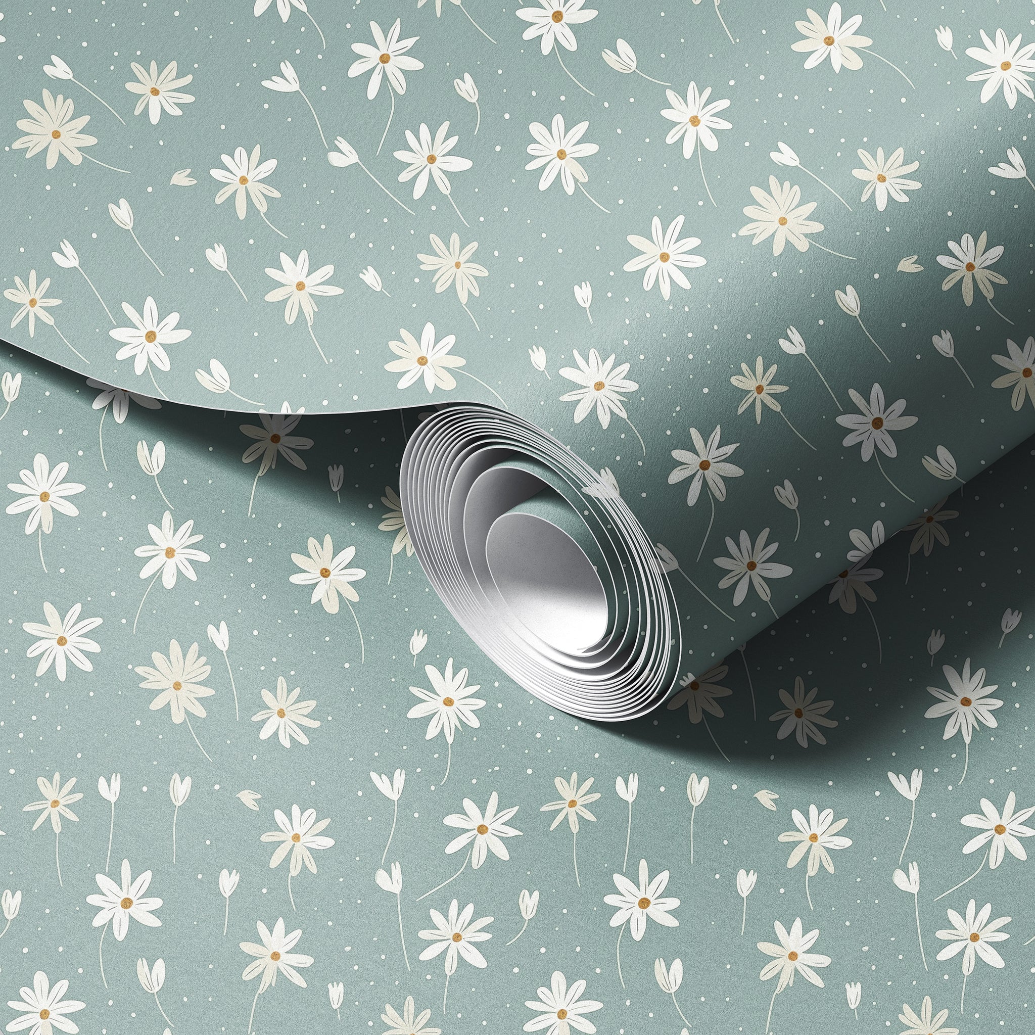 Blossom Daisy peel and stick wallpaper room mockup